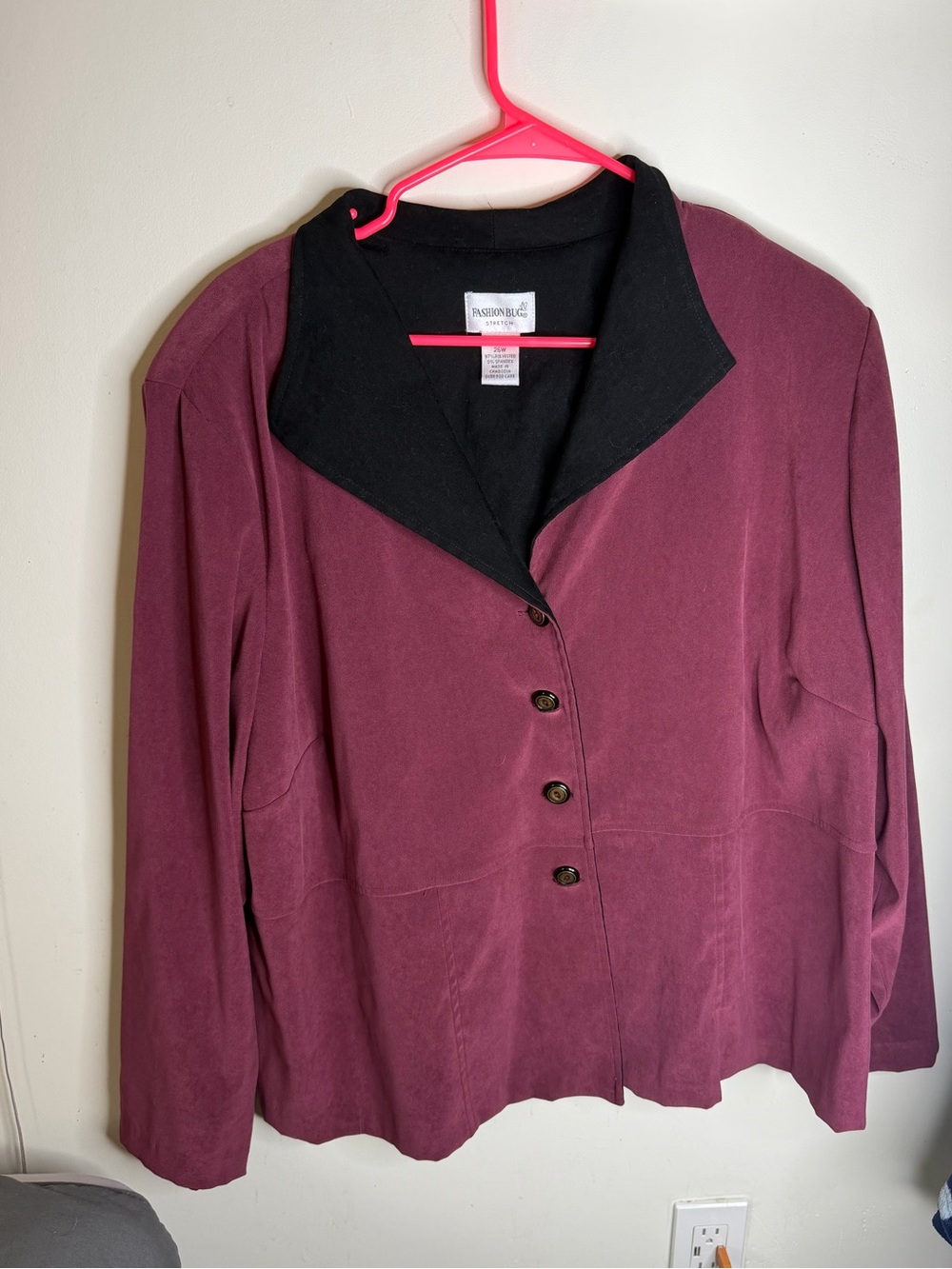 Fashion Bug Plum Jacket with Black Collar